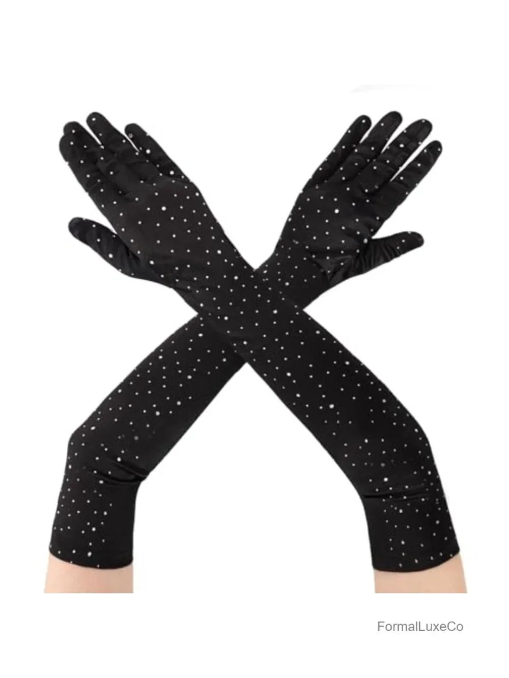 Sparkly Rhinestone Opera Gloves Elbow Length 21